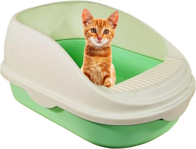 

MAJIBAO Cat Litter Box or Tray, Open from Top, Small Cat Litter Box with Plastic Scoop, Covered with Side Walls, For Indoor & Outdoor Use, Easy to Clean, Whit