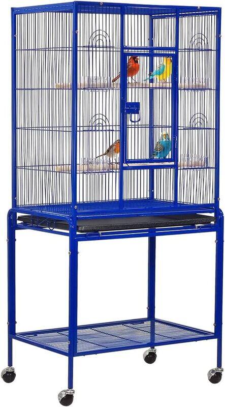 

Majibao Birdcage with Detachable rolling stand, Perches, Feeding bowls, Removable tray, Storage shelf, and Universal wheels, Stainless steel birdcage for Para