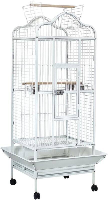 

Bird Lover's Birdcage for Small to medium-sized birds, Durable metal bird cage with Open-top design, Feeding bowls, Wooden perches, Removable tray, and Universal w