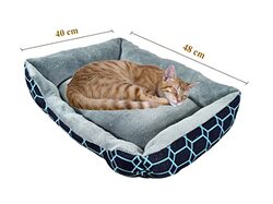 Majibao Rectangle Plush and Soft Cushioned Portable Cat Bed, Dark Blue