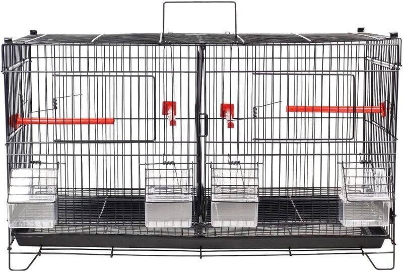 

MAJIBAO Breeding bird cage with Divider, Durable and strong, Metal handle, Feeder cups and Plastic Perches, Portable bird cage with Convenient Doors,
