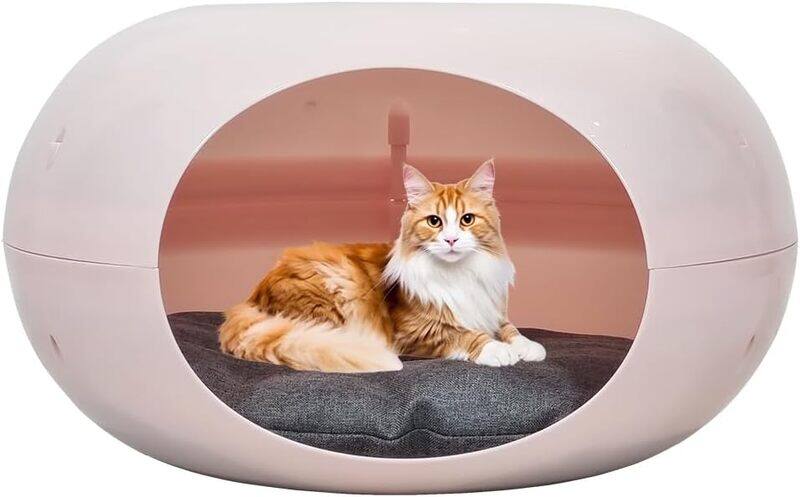 

MAJIBAO Plastic cat bed with Washable cushion and Anti-slip bottom, Semi-closed waterproof pet bed, Suitable for small pets and kittens, Comfortable donut cat