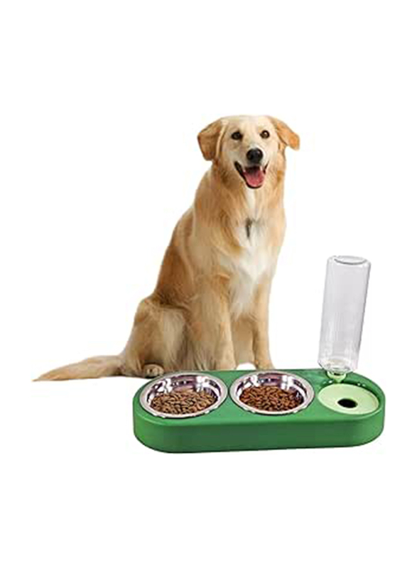 

Majibao 13cm Stainless Steel Bowls and Water in Separate Bowl for Dry and Wet Food for Dogs, Green