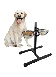 Majibao 21cm Stainless Steel Pet Food Feeder Bowls with Height Adjustable Stand for Dogs, Multicolour