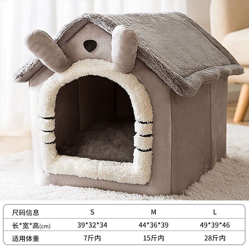 2-in-1 Machine Washable Soft Cave Cat Bed, Grey