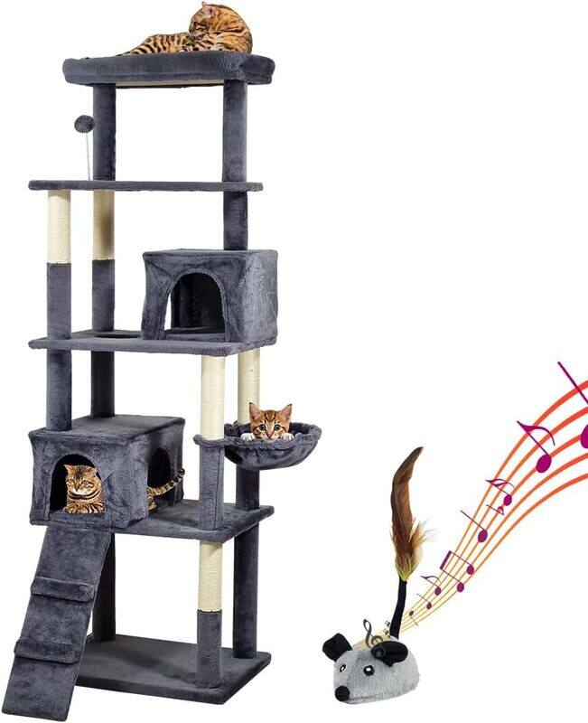 

Majibao Multi-level cat tree for indoor cats, Cat tree activity center with Electric mouse toy, large perch, Cozy hammock, Sisal scratching post, Double cat c