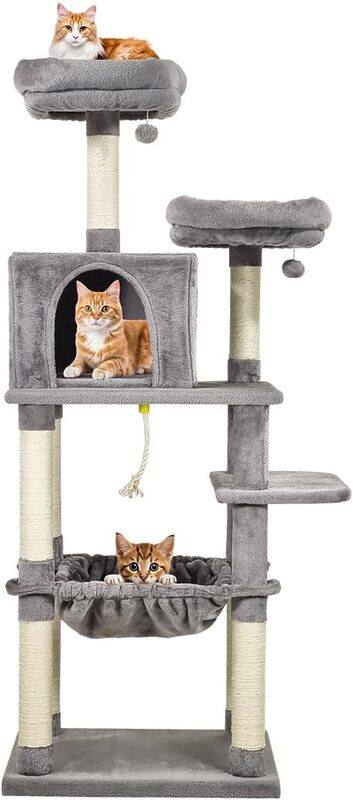 

MAJIBAO Cat tree activity center for indoor cats, Multi-level cat tree tower with Double perches, Dangling balls, Sisal scratching post, Cat condo, and Large