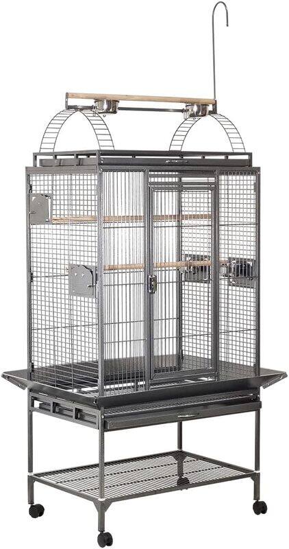 

Majibao Large bird cage with Play Top, Metal wire, Feeding steel cups, Wooden perches, and Hanging bird toys, Indoor-Outdoor cage, Parrot Cage with Mesh Shelf