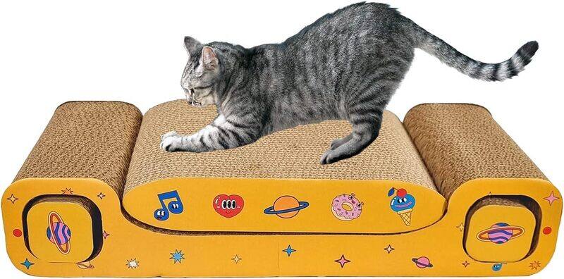 

MAJIBAO Cat Scratching Box with Catnip, Rectangular Scratching Cardboard & Box, Scratching pad, Cat Scratcher, Cat Play, Cozy Cat Scratching, Yellow Color, Si