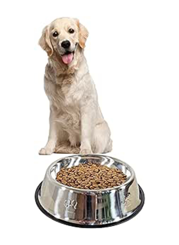 Majibao 25cm Stainless Steel Round Shaped Food Bowl for Dogs, Silver