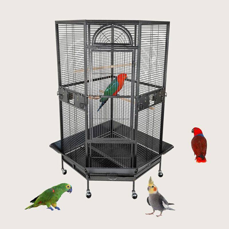 

MAJIBAO Bird Cage, Strong cage, Hexagonal Design, Parrot Modern cage, Entertaining cage, Birds Village, Food Containers, Beautiful, Indoor use, Easy to Assemb