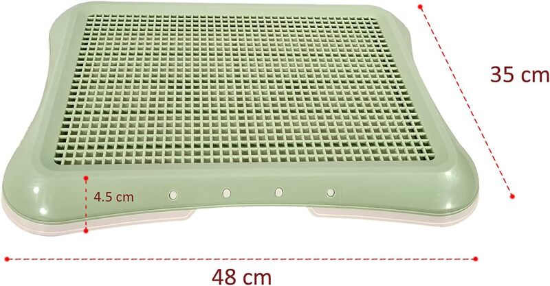 Dog Toilet Training Tray for Small Breed Dogs, Puppies, Indoor Outdoor, Easy To Clean, Keep paws and floor clean, Portable, Durable, Beige & Green Color, Small Size 48 Cm Length