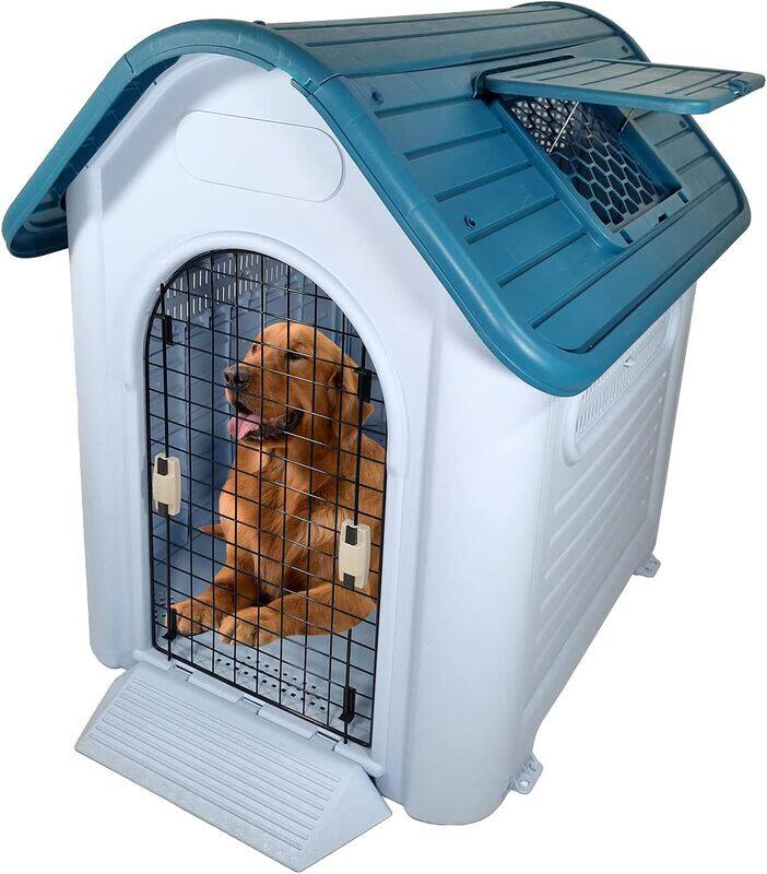 

MAJIBAO Dog House, Kennel, Indoor / Outdoor Pet House, Thick PP Plastic, Rust & Corrosion Resistant, Portable Dog Shelter, Strong Design, Sturdy, Easy to Clea