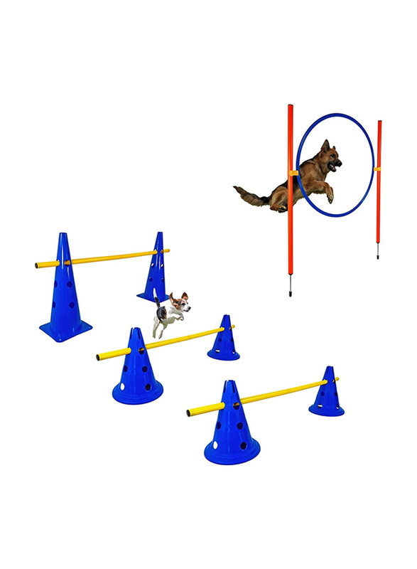 

Majibao Adjustable Agility Training Jumping Rods Kit for Dogs, 3 Pieces, Blue