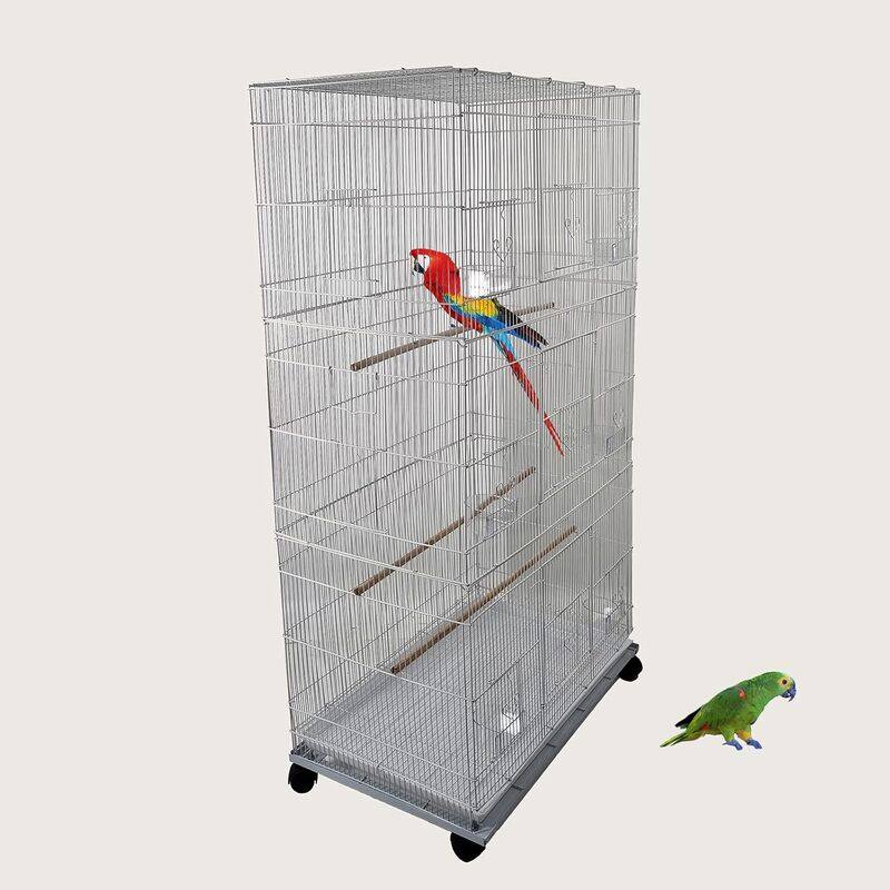 

MAJIBAO Bird Cage, White wire cage, Modern cage, Parrot Cage, Birds Village, Entertaining cage, Food Containers, Strong Cage, Beautiful design, Indoor use, Ea