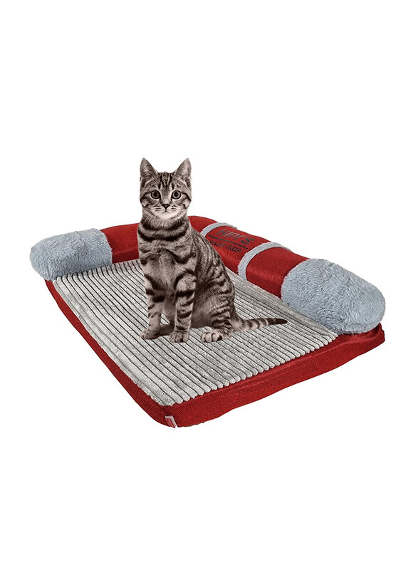 

Majibao Cushioned Portable Strong Dog Bed, Grey/Red