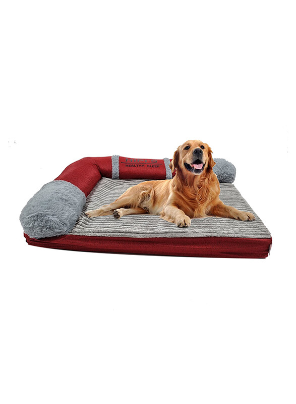 

Majibao Rectangle Breathable Soft Hipi'S Healthy Sleep Dog Bed, Red/Grey