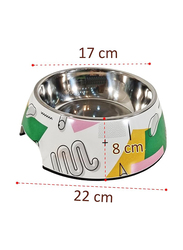 Majibao 17cm Stainless Steel Pet Food or Water Feeder Bowl for Dogs, Large, Multicolour