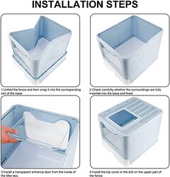 Foldable Cat Litter Box with Lid and Scoop, X-Large, Blue