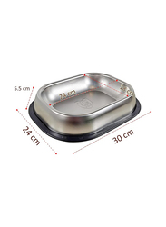 Majibao 24cm Stainless Steel Rectangular Shaped Food Bowl for Cats & Dogs, Silver