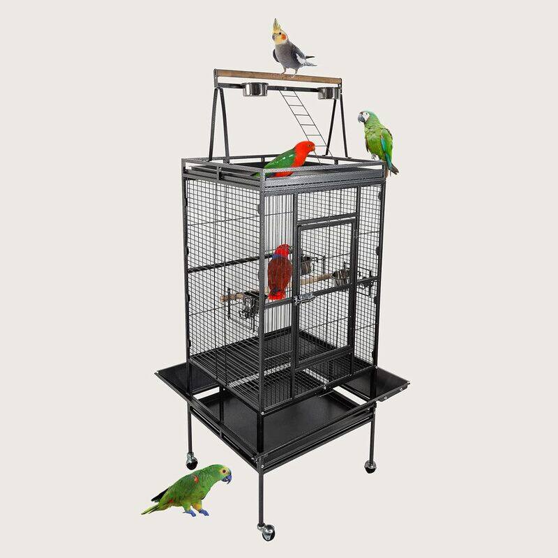 

MAJIBAO Bird Cage, Strong cage, Parrot Modern cage, Birds Home, Entertaining cage, Top play section, Food Containers, Beautiful, Indoor use, Easy to Assemble,