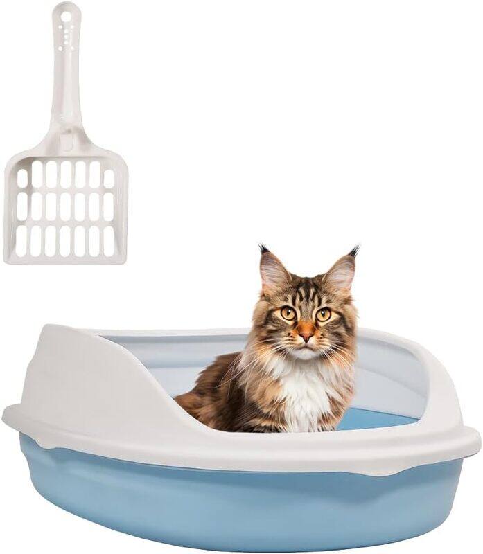 

MAJIBAO Litter box for small cats, Secure and Odorless, Removable litter box, Easy to clean, Low entry kitten litter box with scoop, Semi-enclosed prevent san