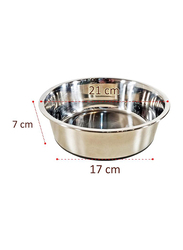 Majibao 21cm Stainless Steel Pet Food Feeder Bowl for Cats & Dogs, Medium, Silver