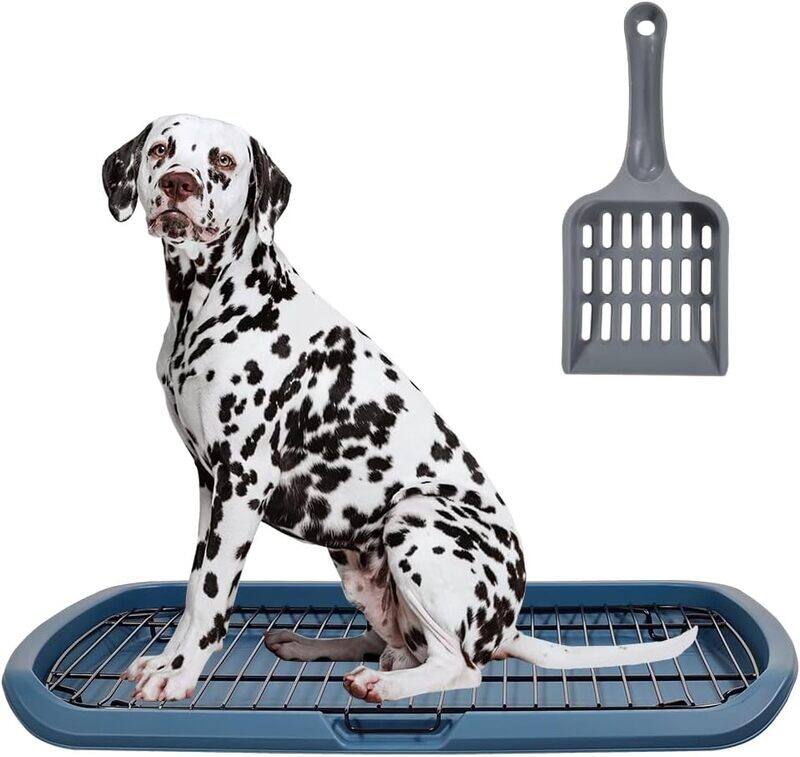 

MAJIBAO Large size flat dog toilet, Potty pad pet toilet with stainless steel grid and litter scoop, Dog training for medium and large dog prevent splashing u