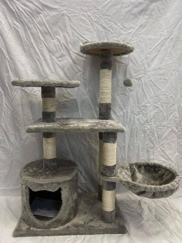 

MAJIBAO YQ5003LG Cat tree cat scratching post cat furniture cat house cat tower four floors with cave shelter for playing light grey color 55*36* h102