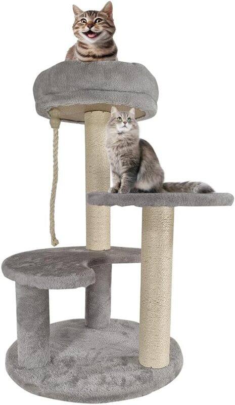 

MAJIBAO Cat tree Modern Tower,Grey color cat tree, Suitable For Indoor Small Cats, Equipped With Sisal Grab bar, Plush Bed, Cat Climbing Frame With Hanging pl