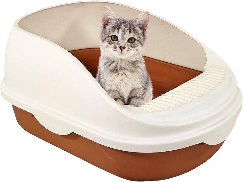 

MAJIBAO Cat Litter Box or Tray, Small Cat Litter Box with Plastic Scoop, Open from Top, Covered with Side Walls, Easy to Clean, For Indoor & Outdoor Use, Whit