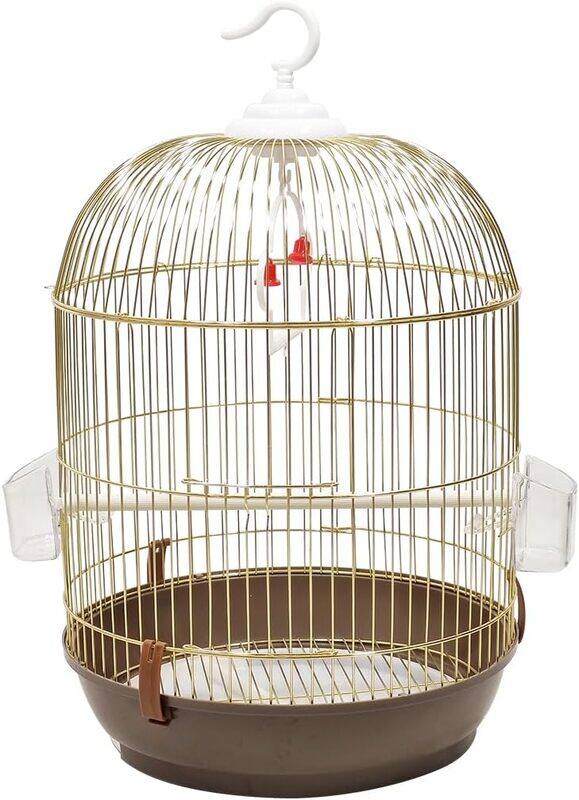 

MAJIBAO Small bird cage with Metal wire, Food container, Plastic perches and Swing, Round shape bird cage with Pull-out tray, Convenient handle, Portable and