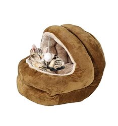 Majibao Plush and Soft Cosy Cat Bed, 8cm, Brown