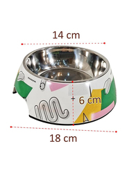 Majibao 14cm Stainless Steel Pet Food or Water Feeder Bowl for Dogs, Medium, Multicolour