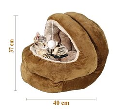 Majibao Plush and Soft Cosy Cat Bed, 8cm, Brown