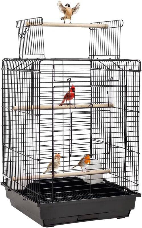 

MAJIBAO Bird cage with an Open roof top, Feeding bowls, and Removable tray, Birdhouse for Budgies, Canary, and Cockatiel with perches, Lightweight small birdc