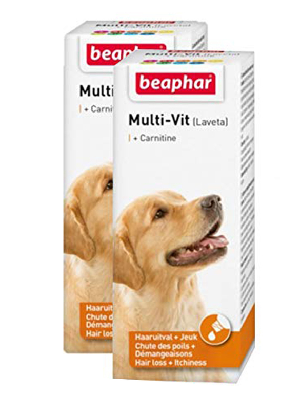 Beaphar 2-Piece Multi-Vit with Carnitine for Dogs, 50ml, Multicolour