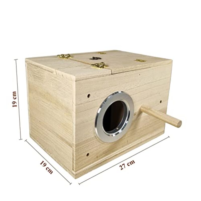 Majibao Wooden In-Cage Fixing Small Birds House, 19cm, Beige