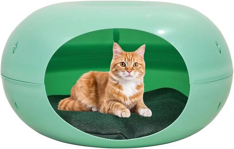 

MAJIBAO Plastic cat bed with Washable cushion and Anti-slip bottom, Semi-closed waterproof pet bed, Suitable for small pets and kittens, Comfortable donut cat