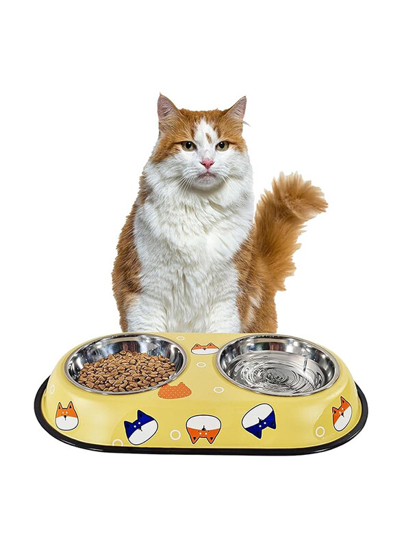 

Majibao 14cm Stainless Steel Food & Water Feeder Bowl for Cats & Dogs, Normal, Yellow