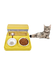 Majibao Pet Dry Food and Water Dispenser with Filter, 2L, Yellow