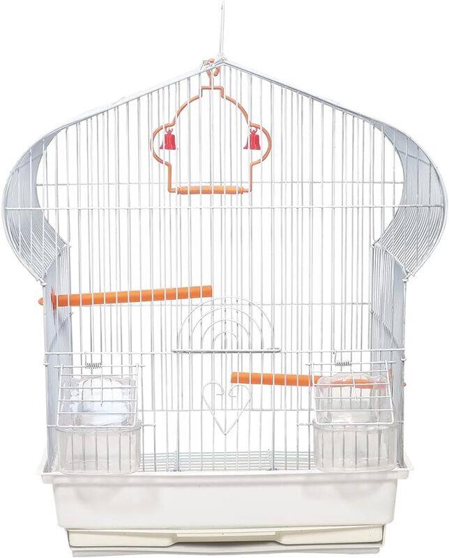 

MAJIBAO Birdcage with metal wire, Food cups, Plastic perches, and Hanging Swing, Portable bird cage with Removable tray, Metal handle, Secure door an