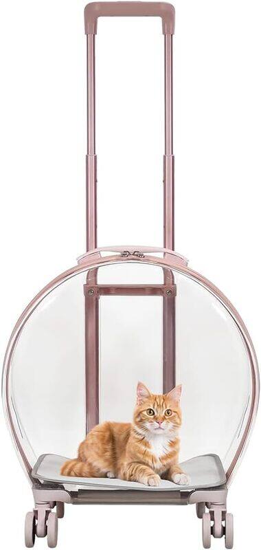 

Majibao Transparent pet carrier for cats and dogs, Pet stroller with Telescopic handle, Durable zipper, Ventilation holes, and Rolling wheels, Suitable for ou