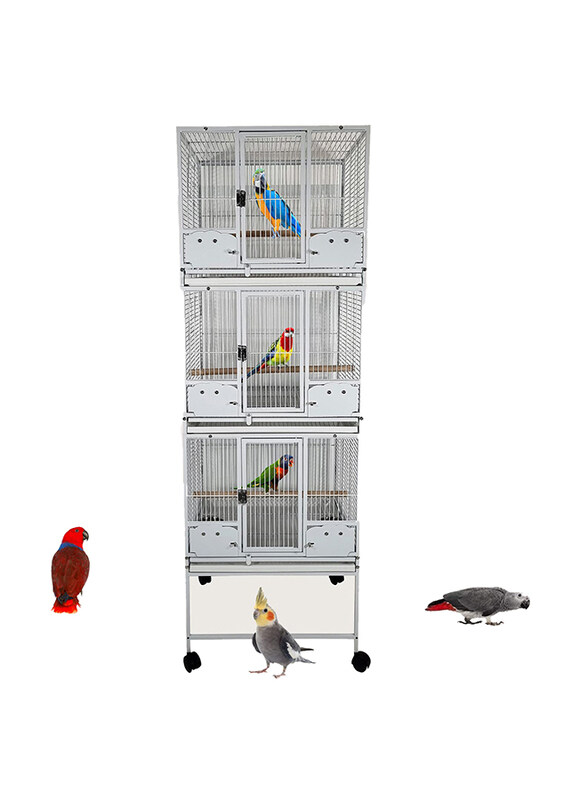 

Majibao Metal Multiple Compartments Parrot Cage with Plastic Base, 183cm, White