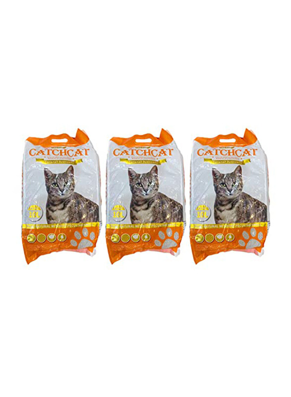 

Majibao Dust Free Orange Scented Cat Litter Sand, 3 x 8Kg, White