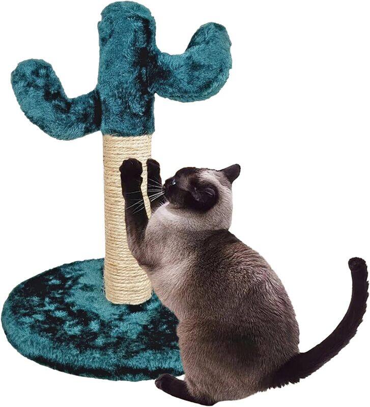 

MAJIBAO Cat Scratching Post, Small Cactus Tree Shaped Scratching Post, Natural Scratching, Cozy Cat Scratching, Cat Play, Greenish Blue in Color, 36 cm height