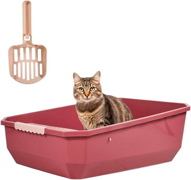 

MAJIBAO Cat litter box with paws steps filter pedal and litter scoop, Splash-proof high sided cat toilet, Semi-enclosed litter box for indoor cats suitable fo