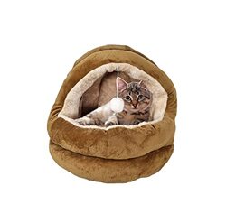 Majibao Plush and Soft Cosy Cat Bed, 8cm, Brown