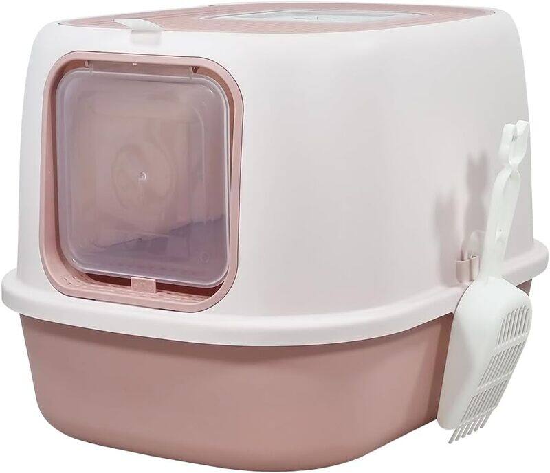 

MAJIBAO Cat litter box with Front entry and Top exit, Transparent door, and Litter scoop, Fully enclosed litter box with Odor control and splash-proof, Suitab