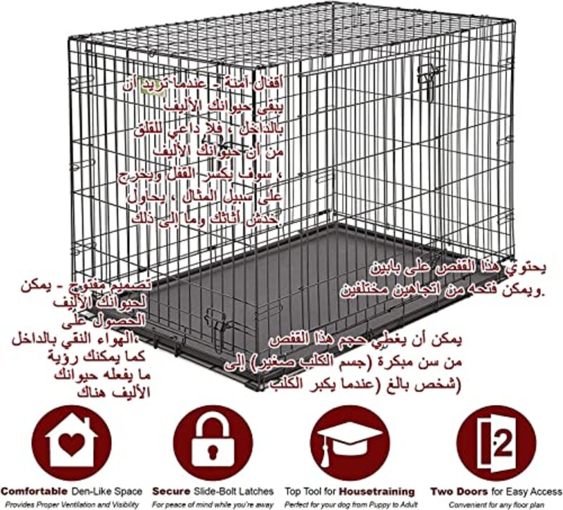 Majibao Dog Cage Crate for Large and Extra Large Size Dog with Tray, 48 Inch, Black